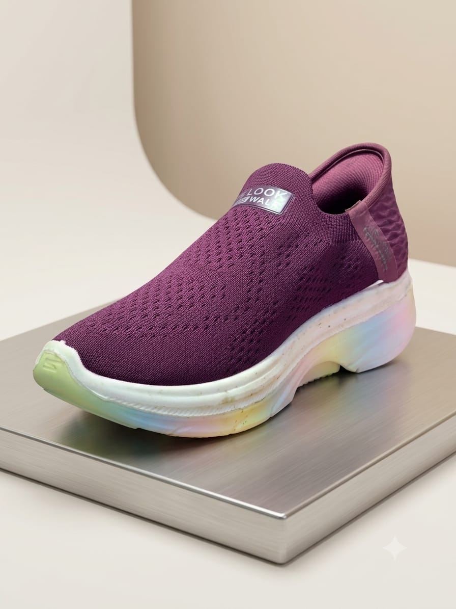 Women's Pink Knit Slip-On Sneakers