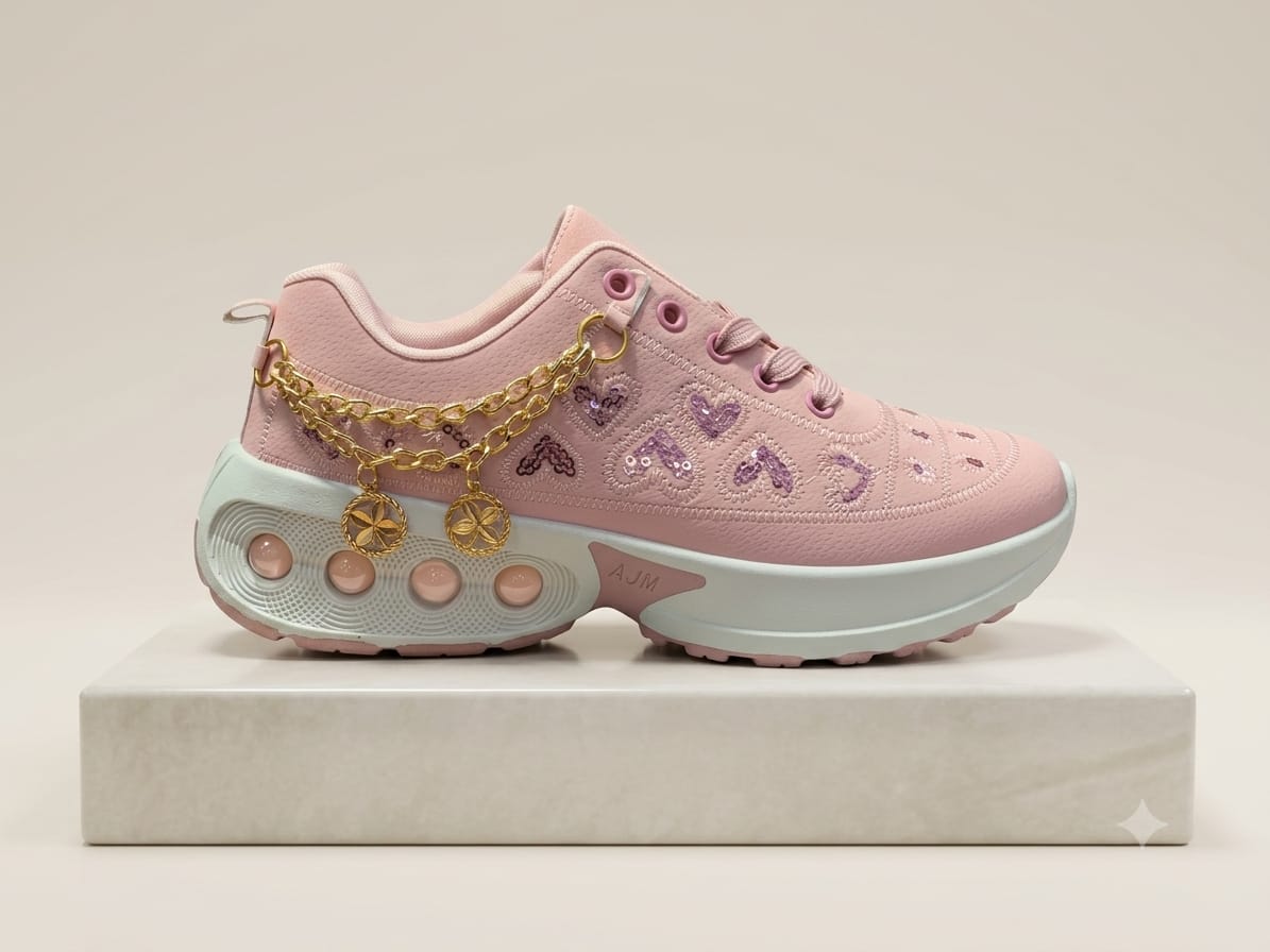 Women's Embroidered Chain Sneakers