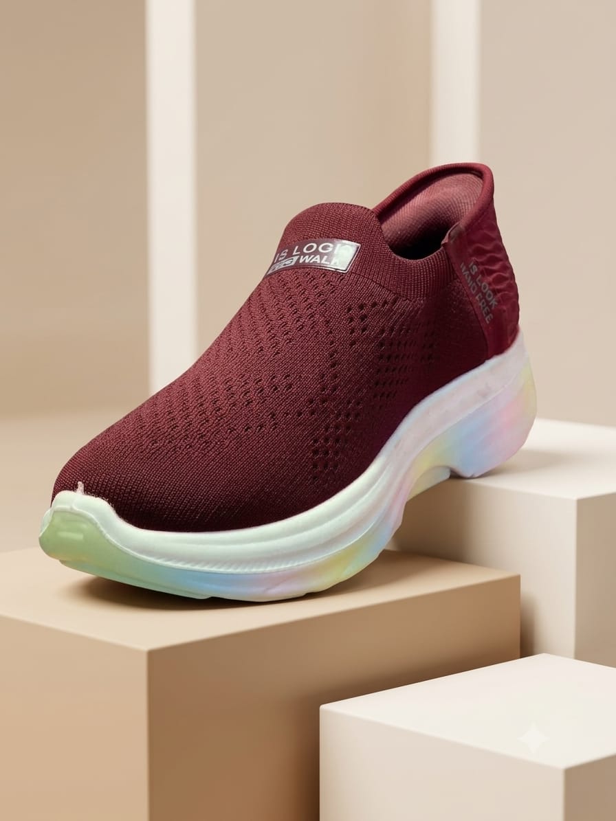 Women's Pink Knit Slip-On Sneakers