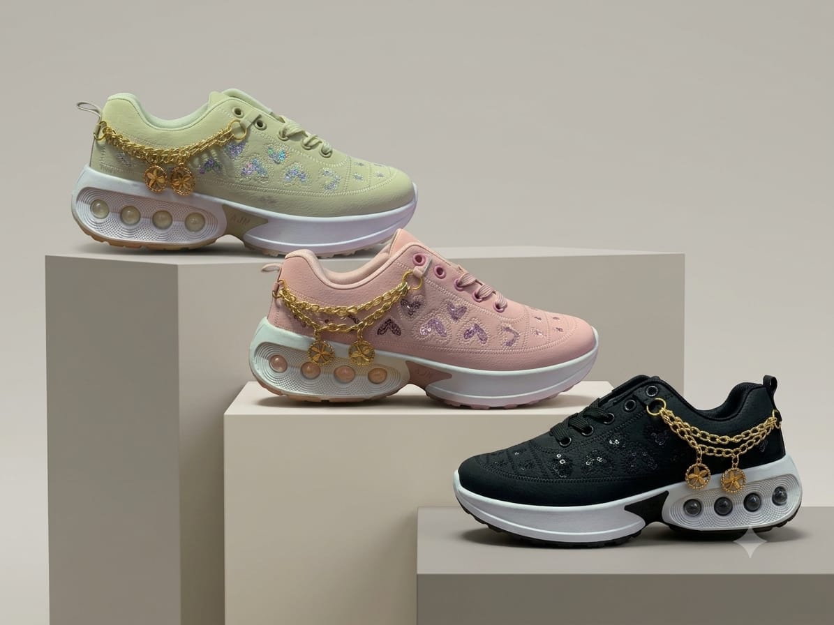 Women's Embroidered Chain Sneakers