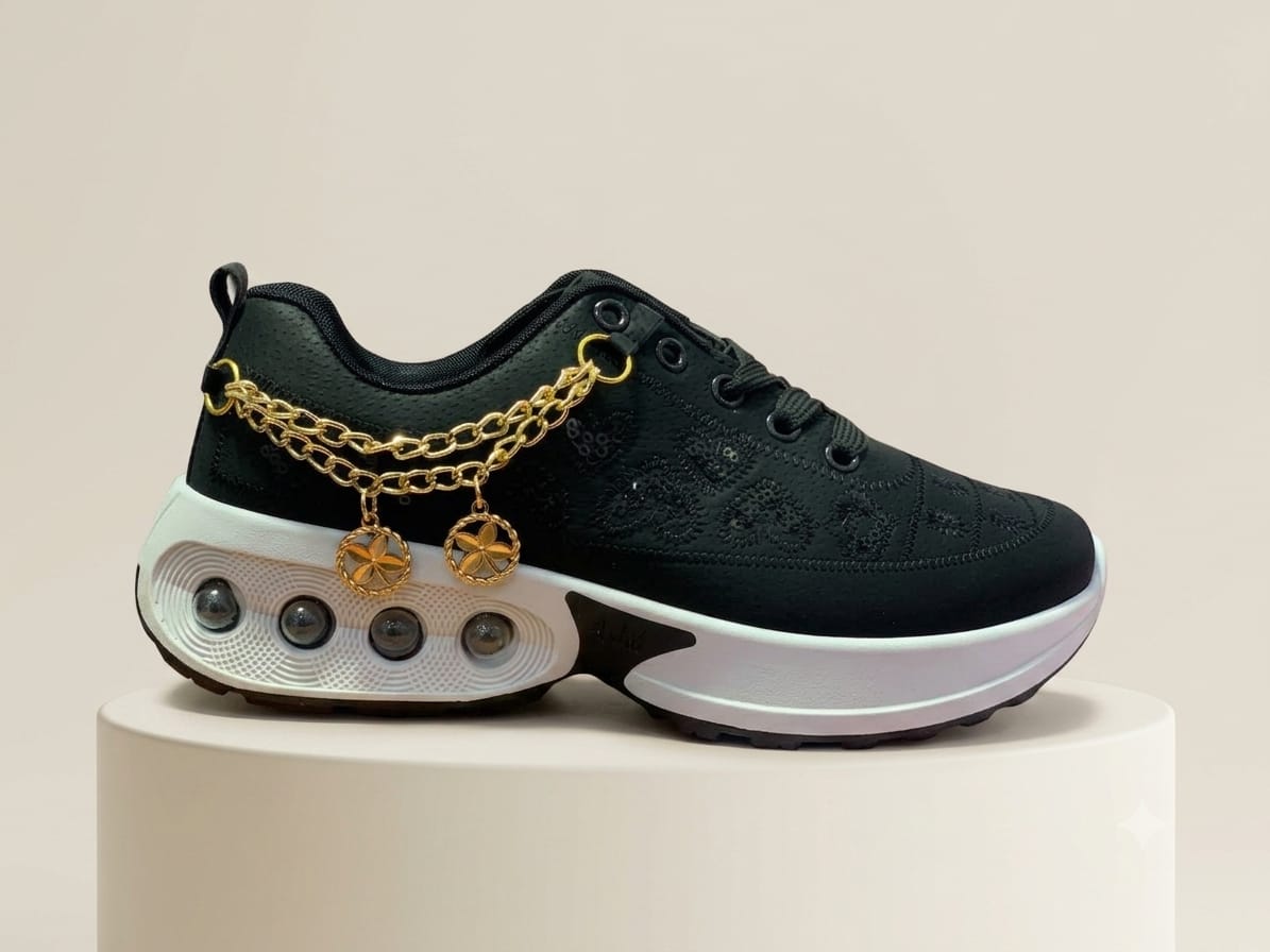 Women's Embroidered Chain Sneakers