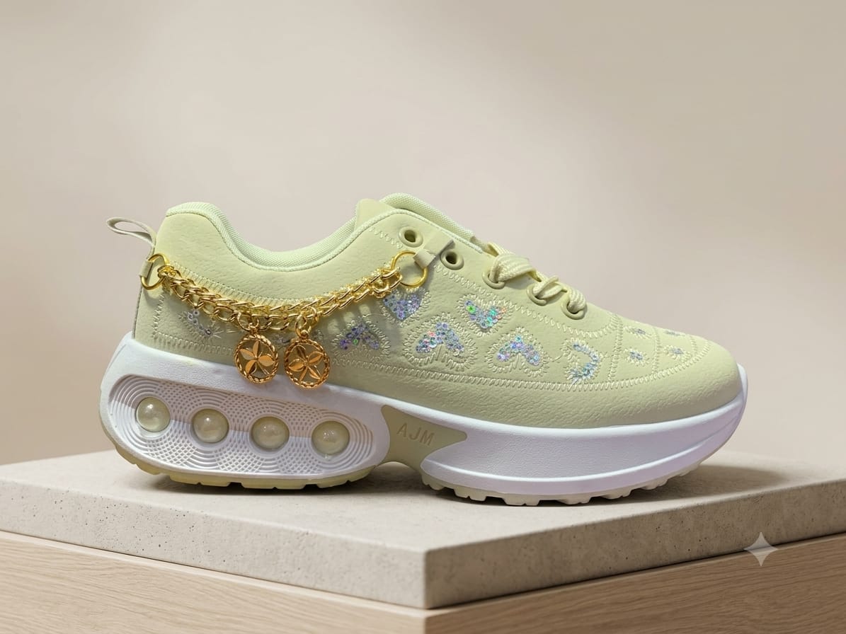 Women's Embroidered Chain Sneakers
