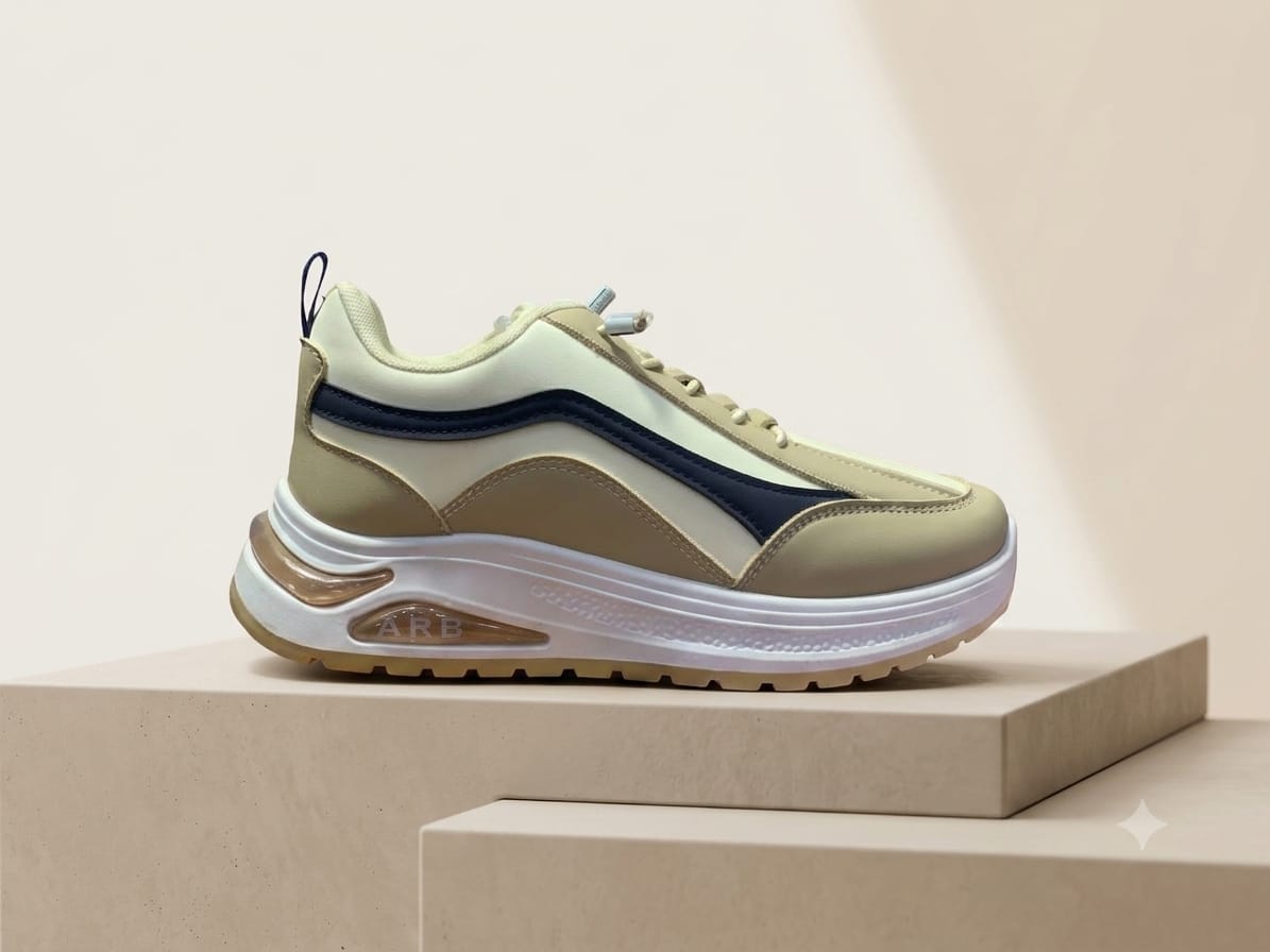 Olive Beige Chunky Air Sneaker - Side View