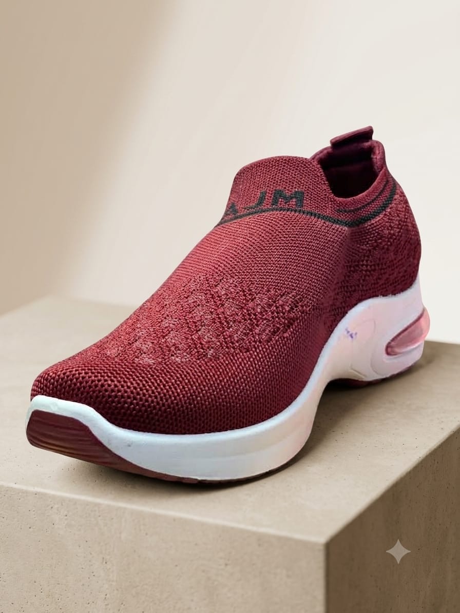 Maroon Knit Slip-On Air Cushion Sneaker - Original