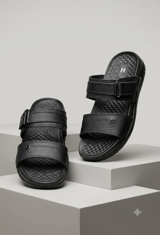 Brown Single Strap Medical Slippers with Buckle