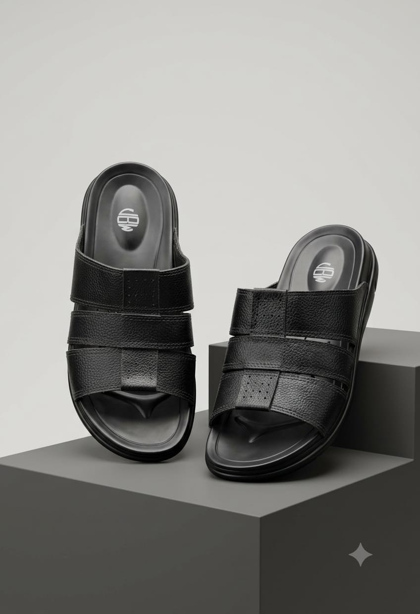 Brown Double Buckle Strap Slippers