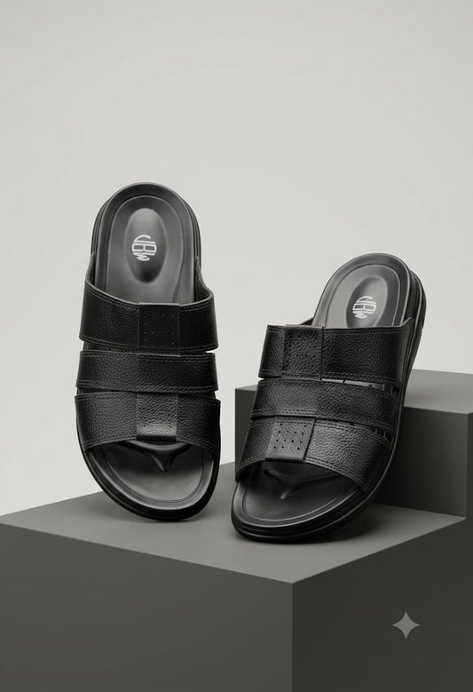 Brown Double Buckle Strap Slippers