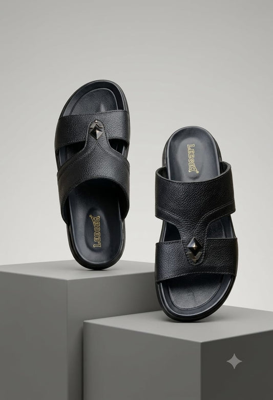 Brown Crossover Strap Slippers with Gold Horsebit - Decent